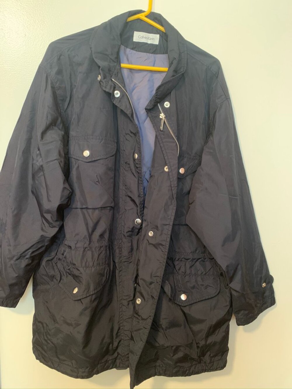 Calvin Klein Rain Jacket Windbreaker Spring Fall Coat Black Womens Large
